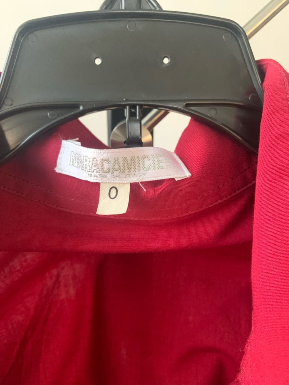 Women's Red Ruffle Button-Down Blouse - Picture 2 of 3